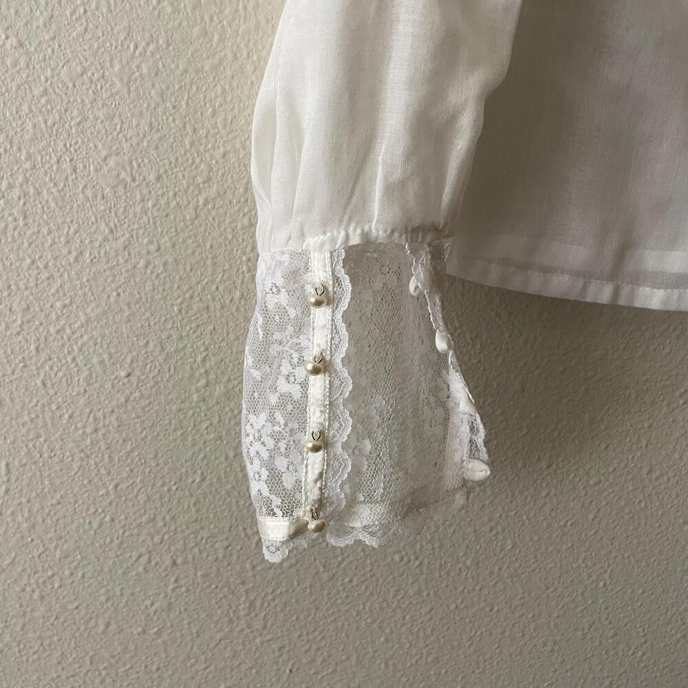 70s Gunne Sax Edwardian Lace Ruffle Blouse Victorian White Top 1970s size small - Picture 4 of 10